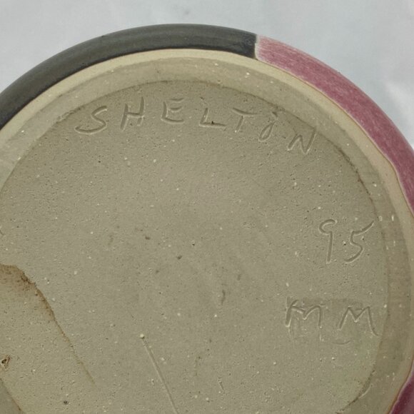 Vintage 1995 Shelton Art Pottery Candlestick, Studio Signed MM, 3” Taper Holder - Picture 7 of 7